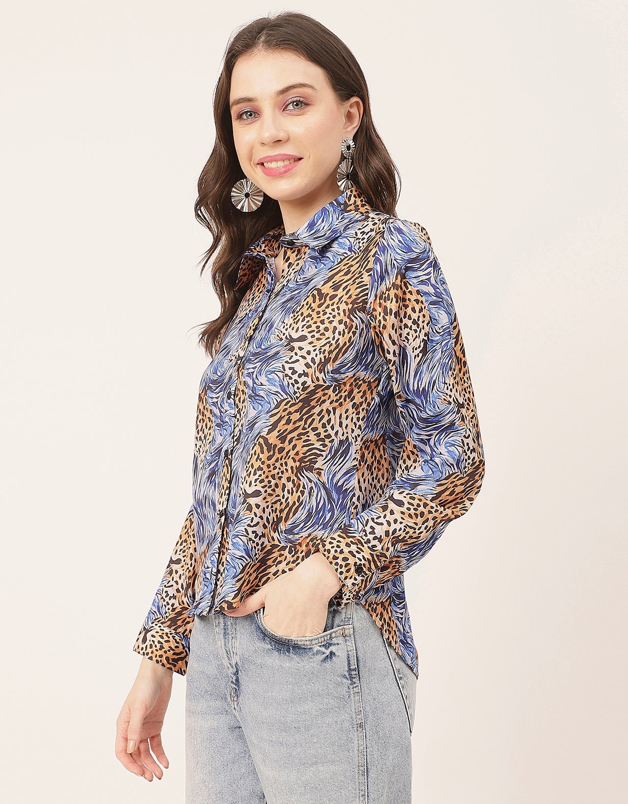 Elegant Animal Skin Women Shirt