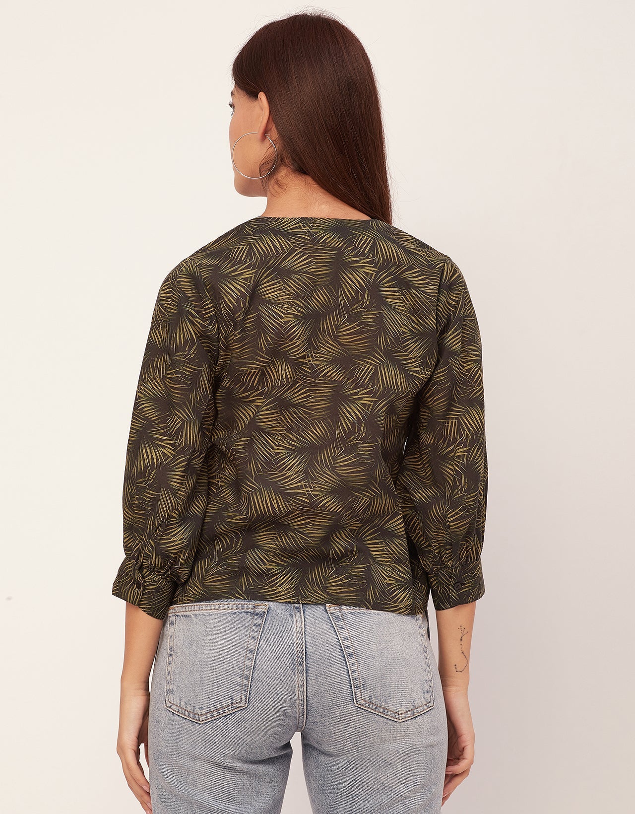 Chic Printed V Neck Cotton Shirt
