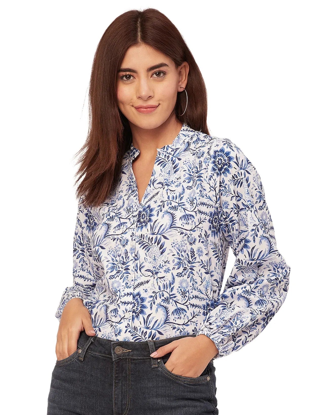 Stylish Bishop Sleeves Cotton Shirt