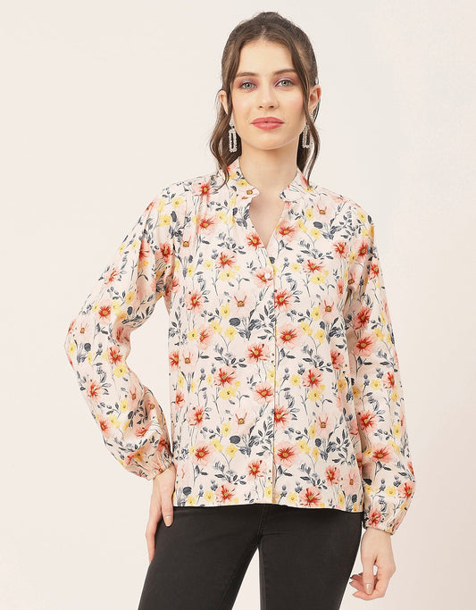 Stylish Bishop Sleeves Cotton Shirt