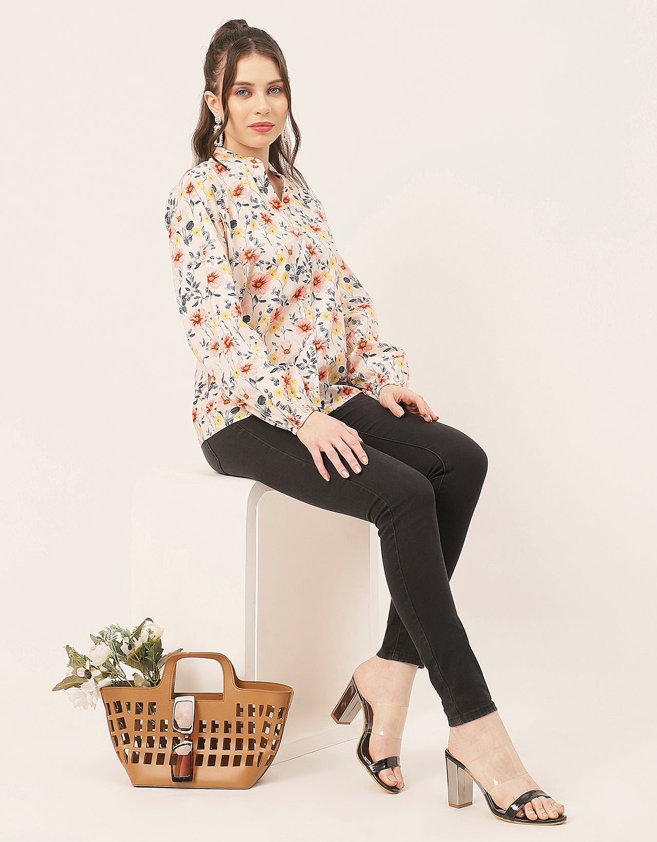 Stylish Bishop Sleeves Cotton Shirt
