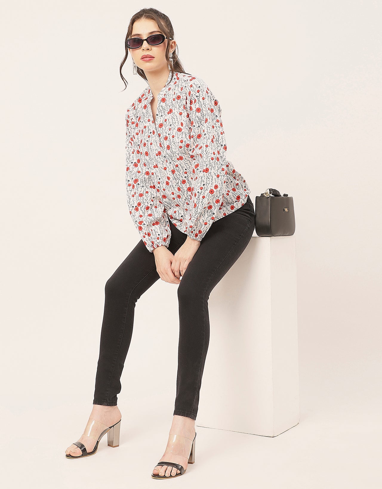 Stylish Bishop Sleeves Cotton Shirt