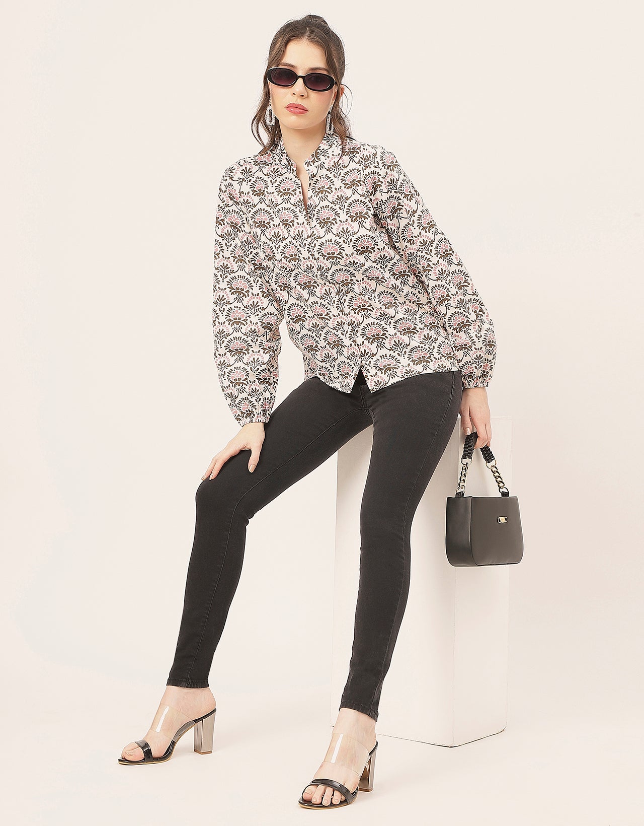 Stylish Bishop Sleeves Cotton Shirt