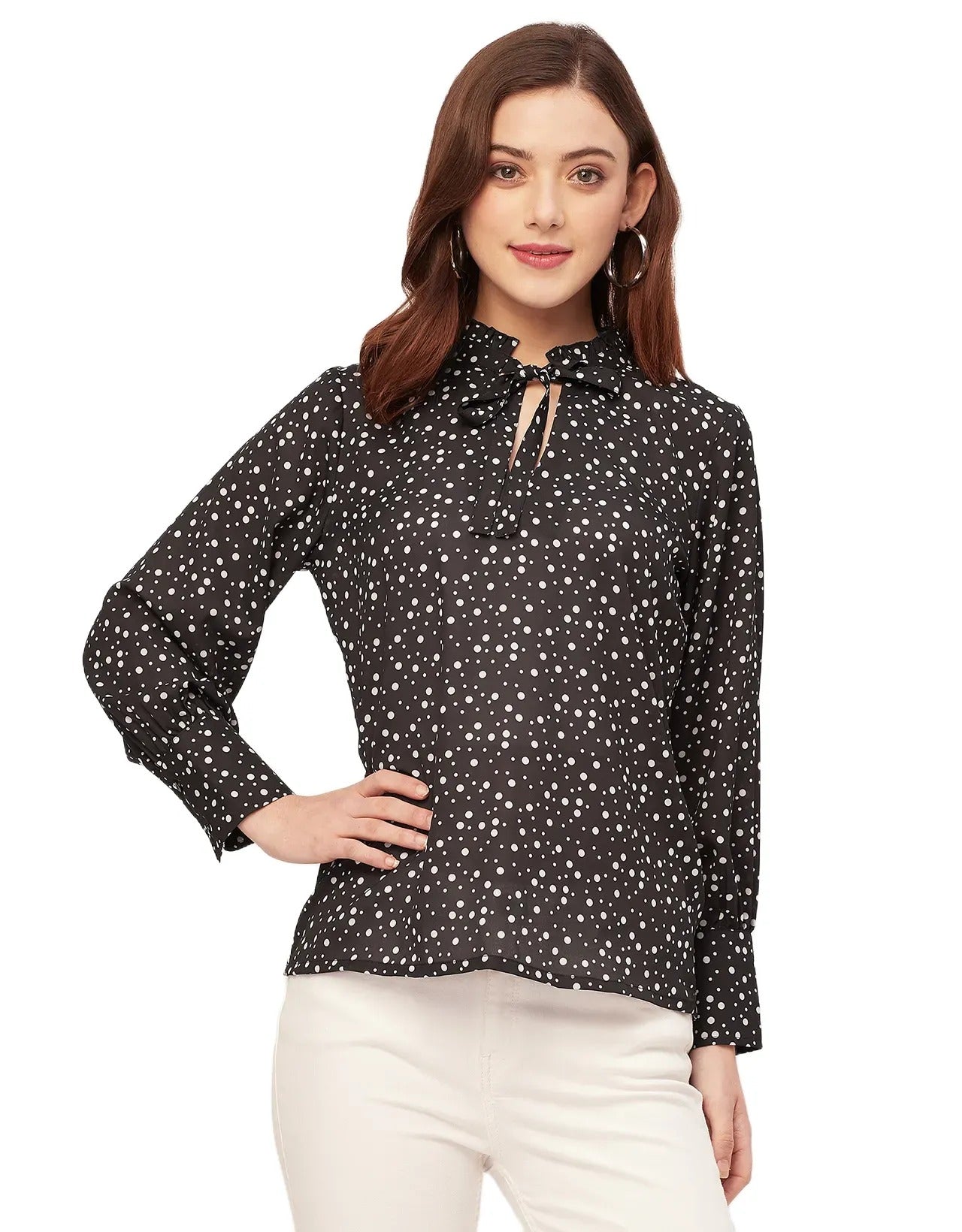 Long Sleeve Printed Georgette Shirt