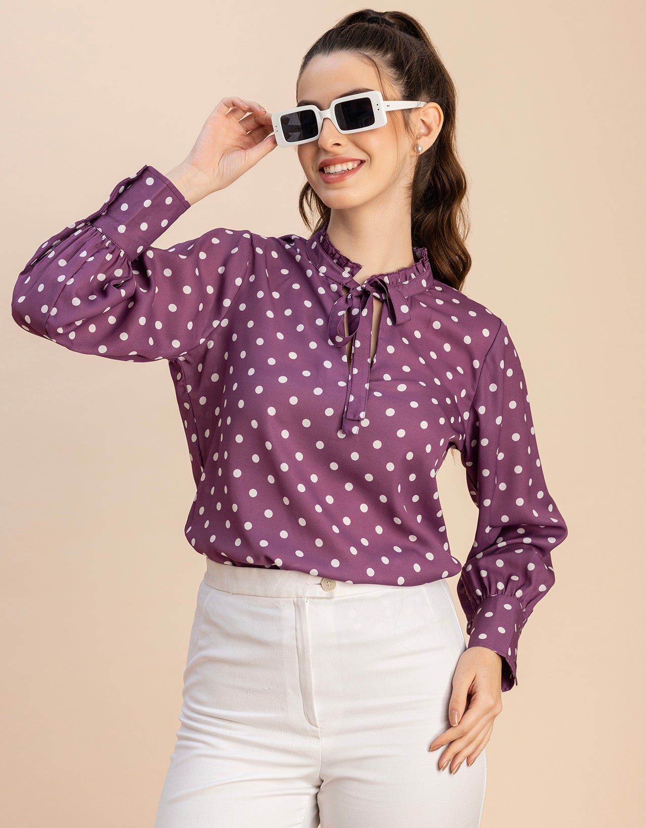 Long Sleeve Printed Georgette Shirt