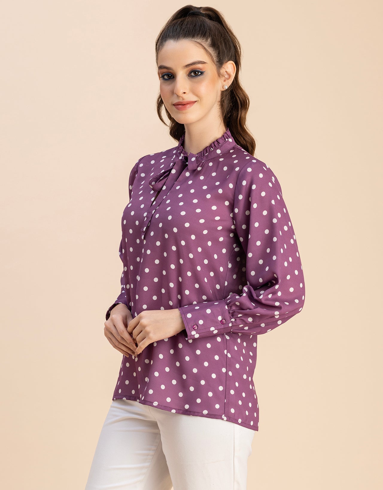 Long Sleeve Printed Georgette Shirt