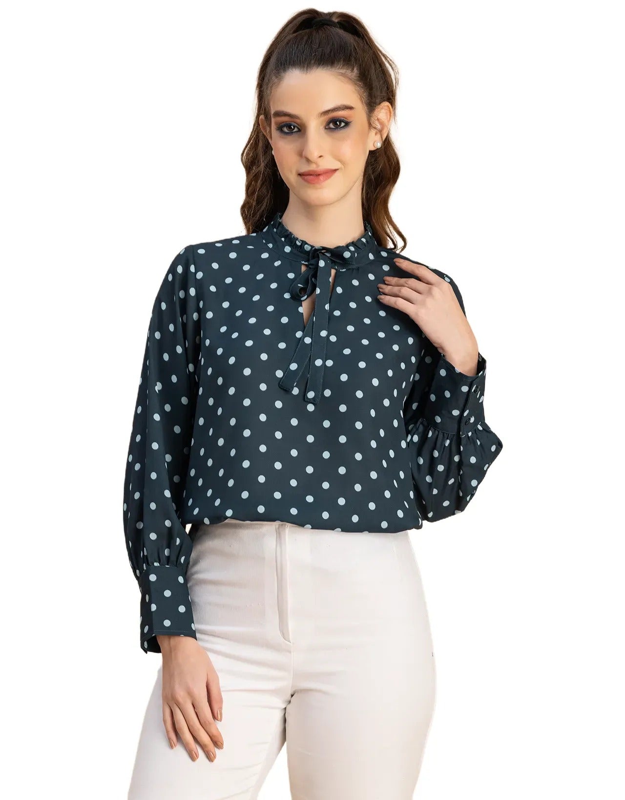 Long Sleeve Printed Georgette Shirt
