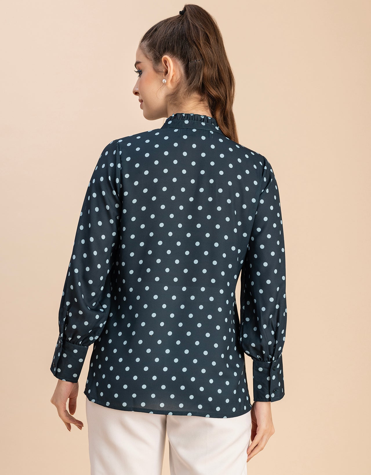 Long Sleeve Printed Georgette Shirt