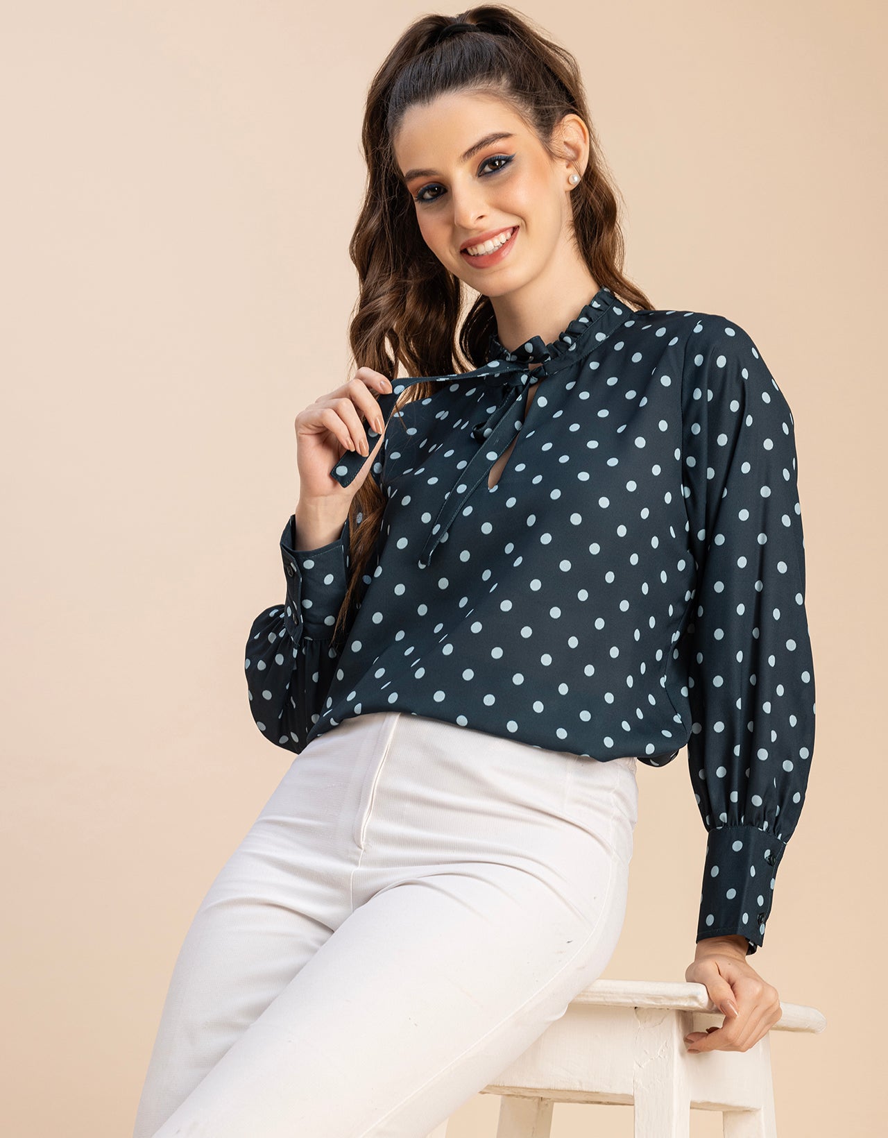 Long Sleeve Printed Georgette Shirt