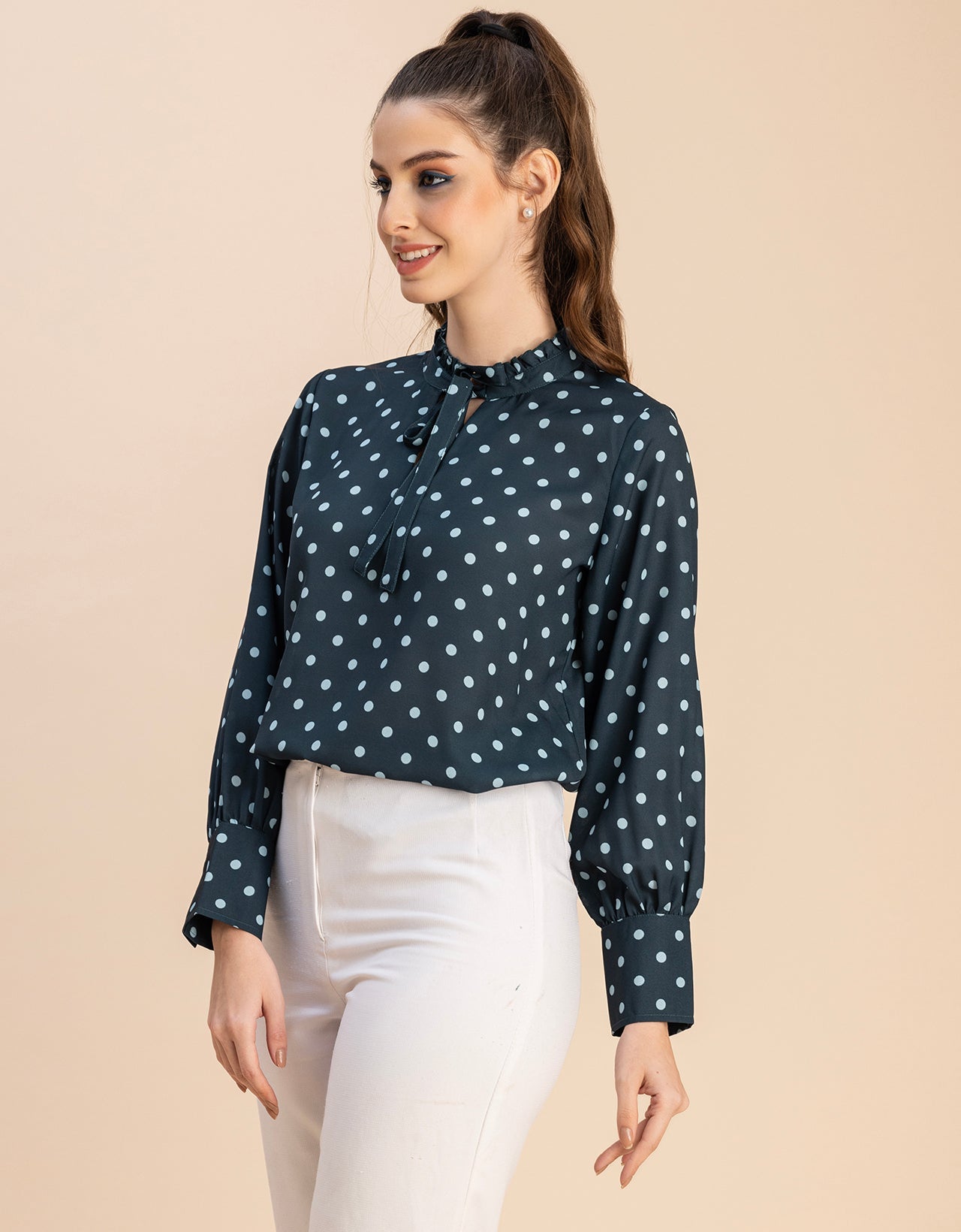 Long Sleeve Printed Georgette Shirt