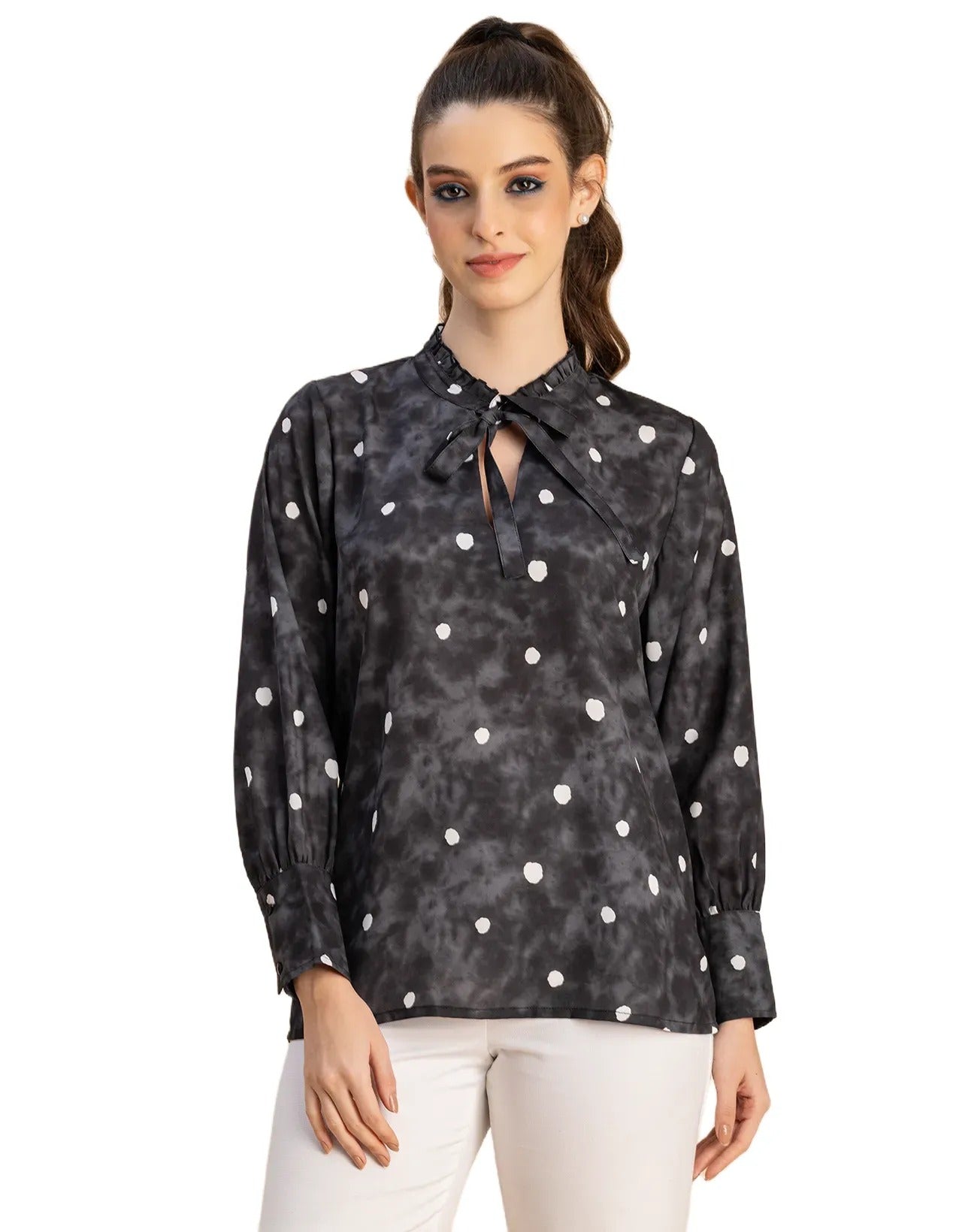 Long Sleeve Printed Georgette Shirt