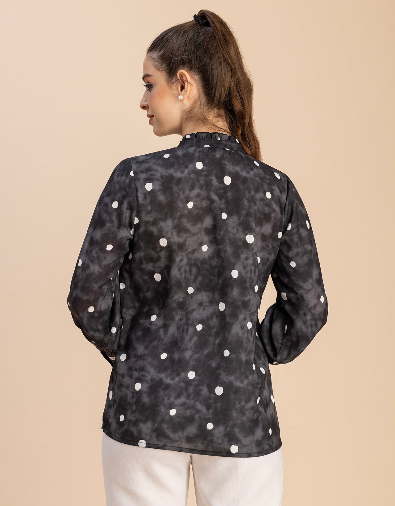 Long Sleeve Printed Georgette Shirt