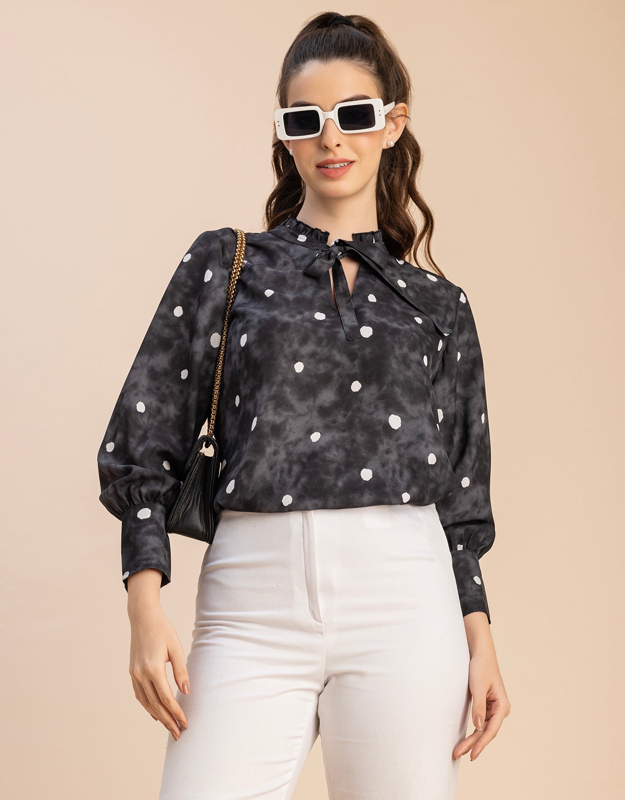 Long Sleeve Printed Georgette Shirt