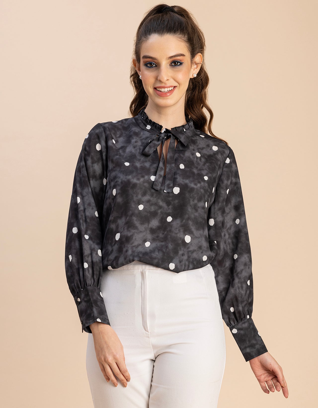 Long Sleeve Printed Georgette Shirt
