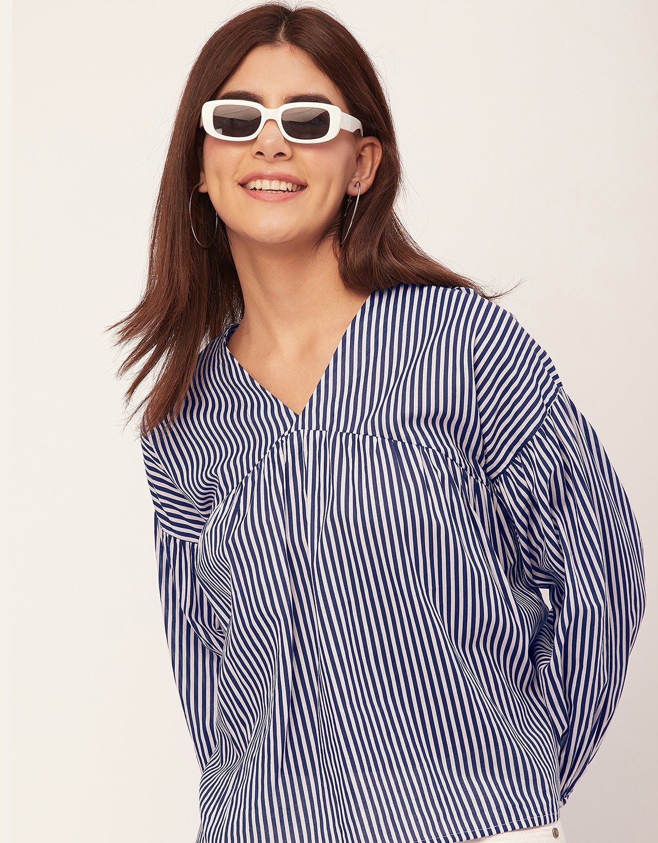 Bohemian Cotton Long Sleeve V Neck Top