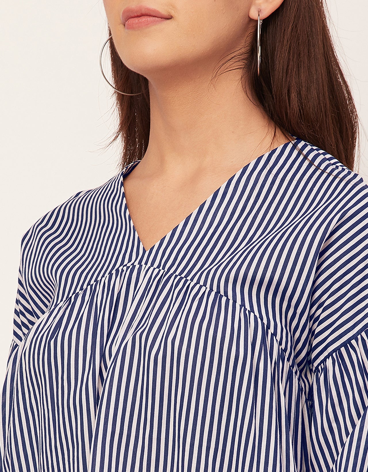 Bohemian Cotton Long Sleeve V Neck Top