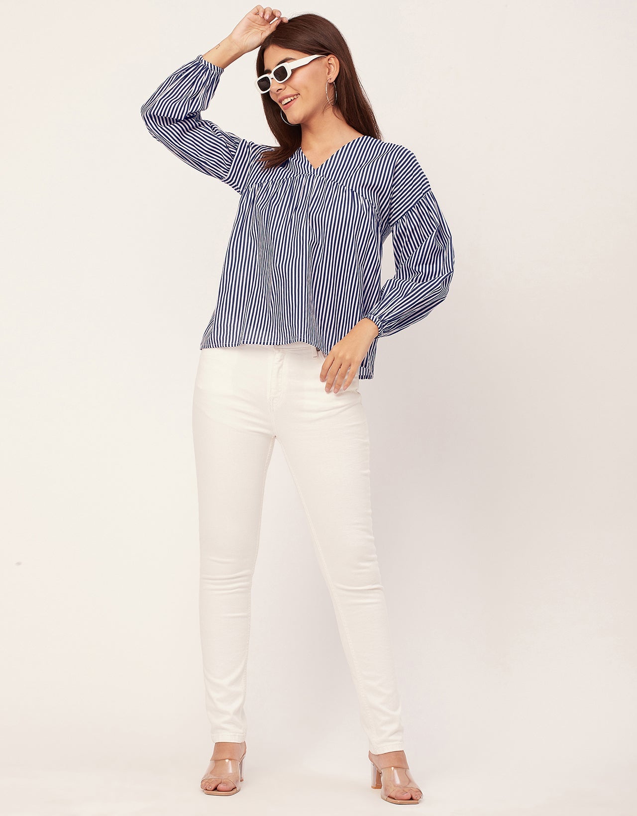 Bohemian Cotton Long Sleeve V Neck Top