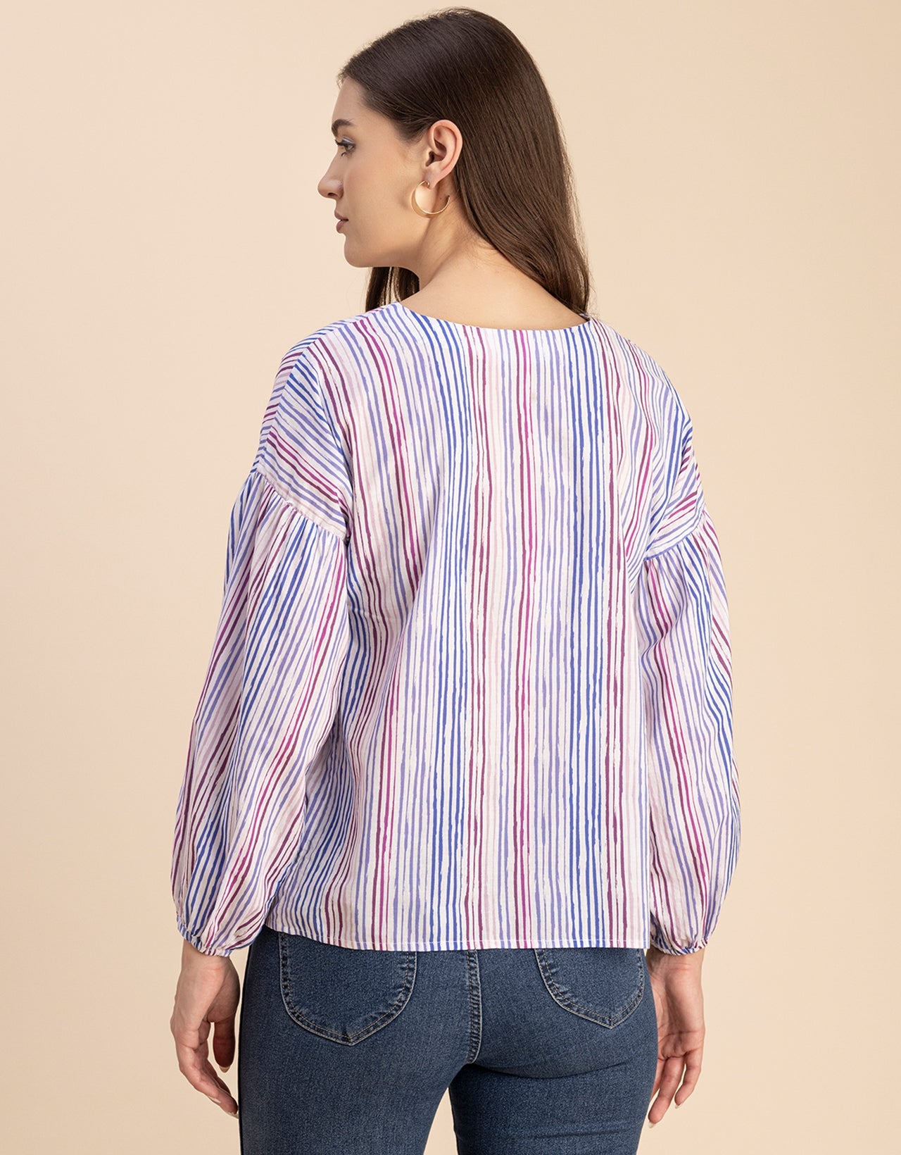 Bohemian Cotton Long Sleeve V Neck Top