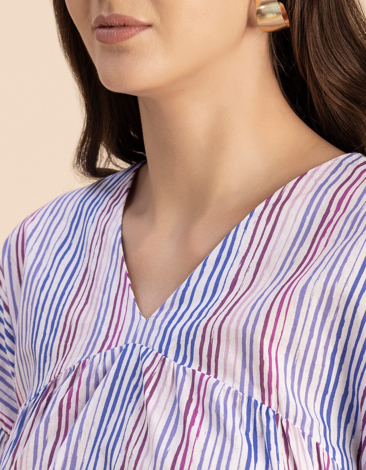 Bohemian Cotton Long Sleeve V Neck Top