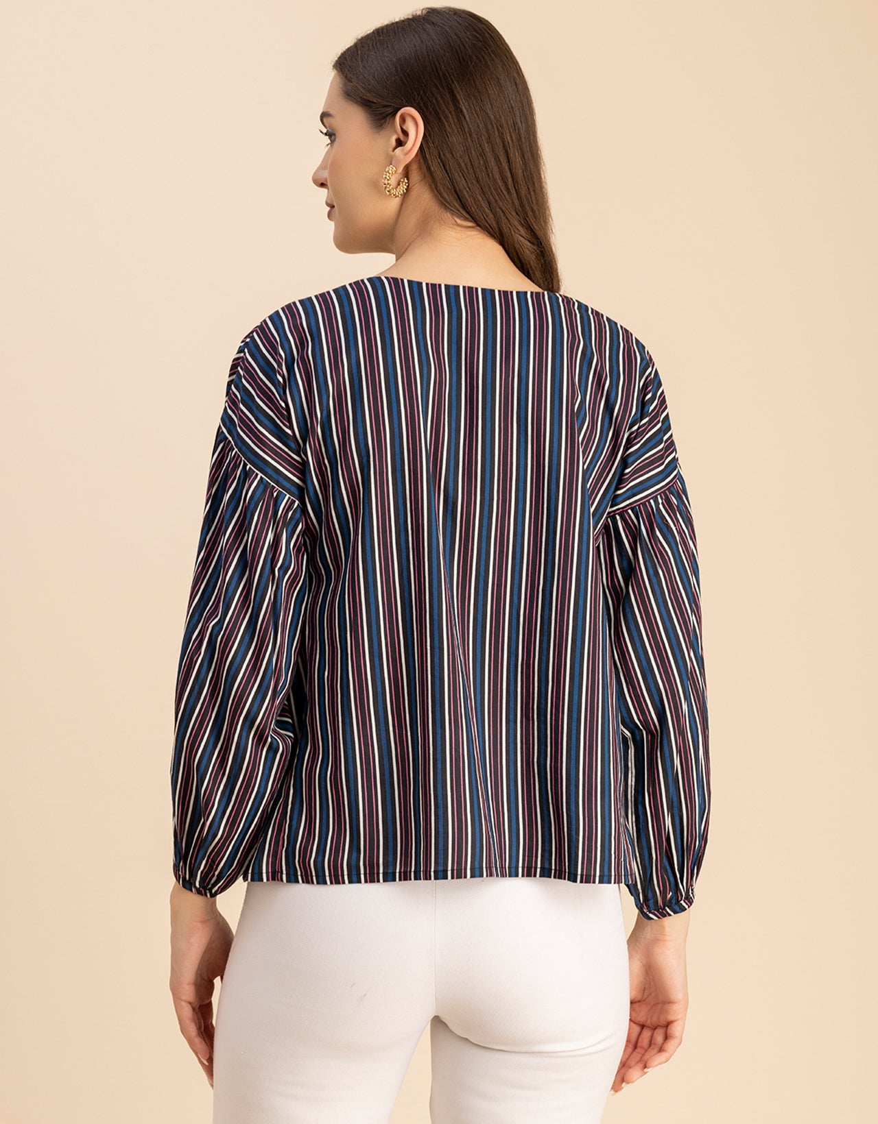 Bohemian Cotton Long Sleeve V Neck Top