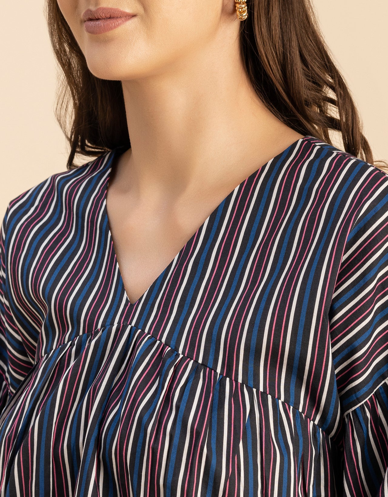 Bohemian Cotton Long Sleeve V Neck Top