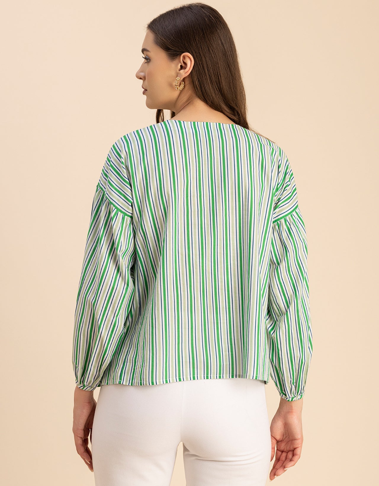 Bohemian Cotton Long Sleeve V Neck Top