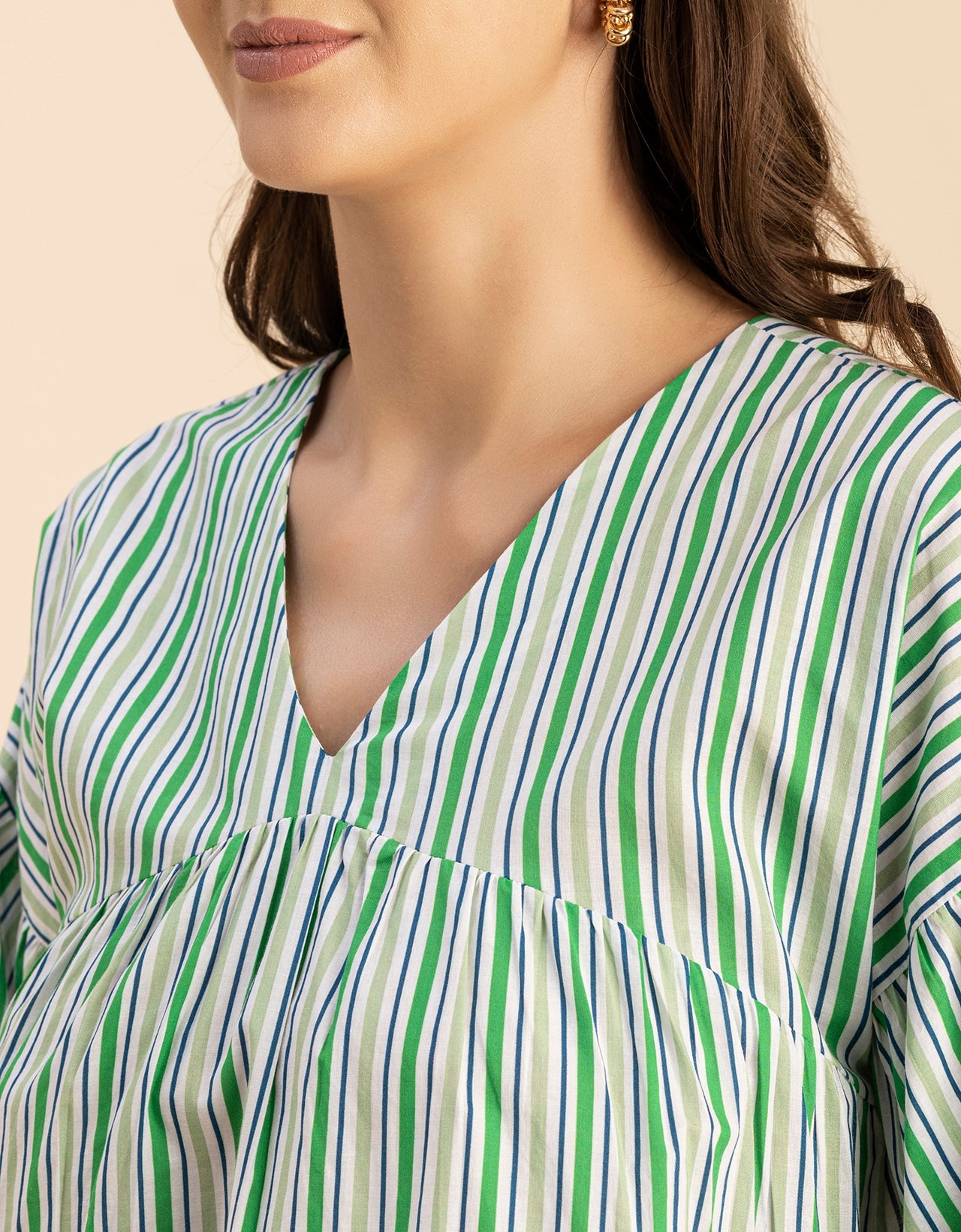 Bohemian Cotton Long Sleeve V Neck Top