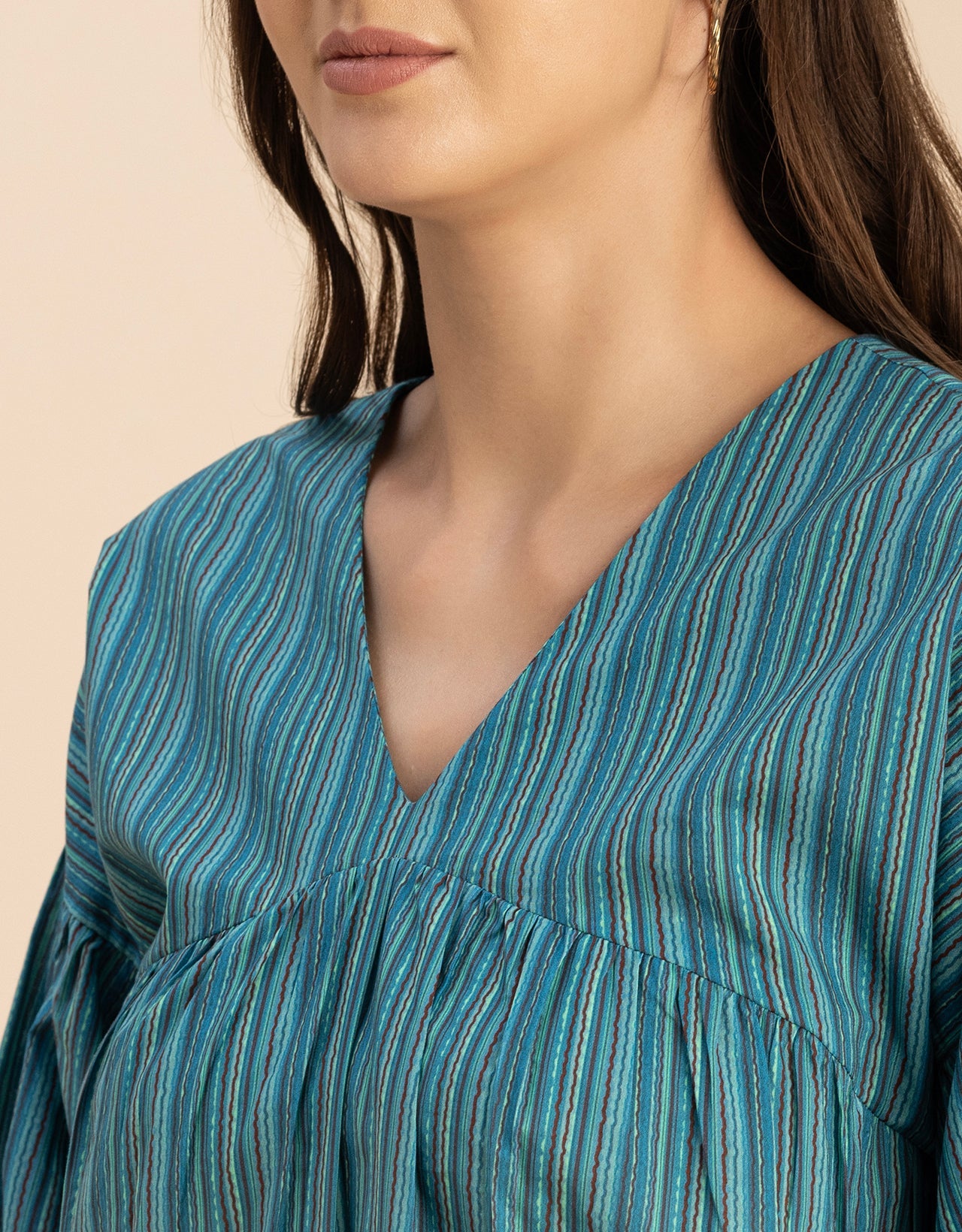 Bohemian Cotton Long Sleeve V Neck Top
