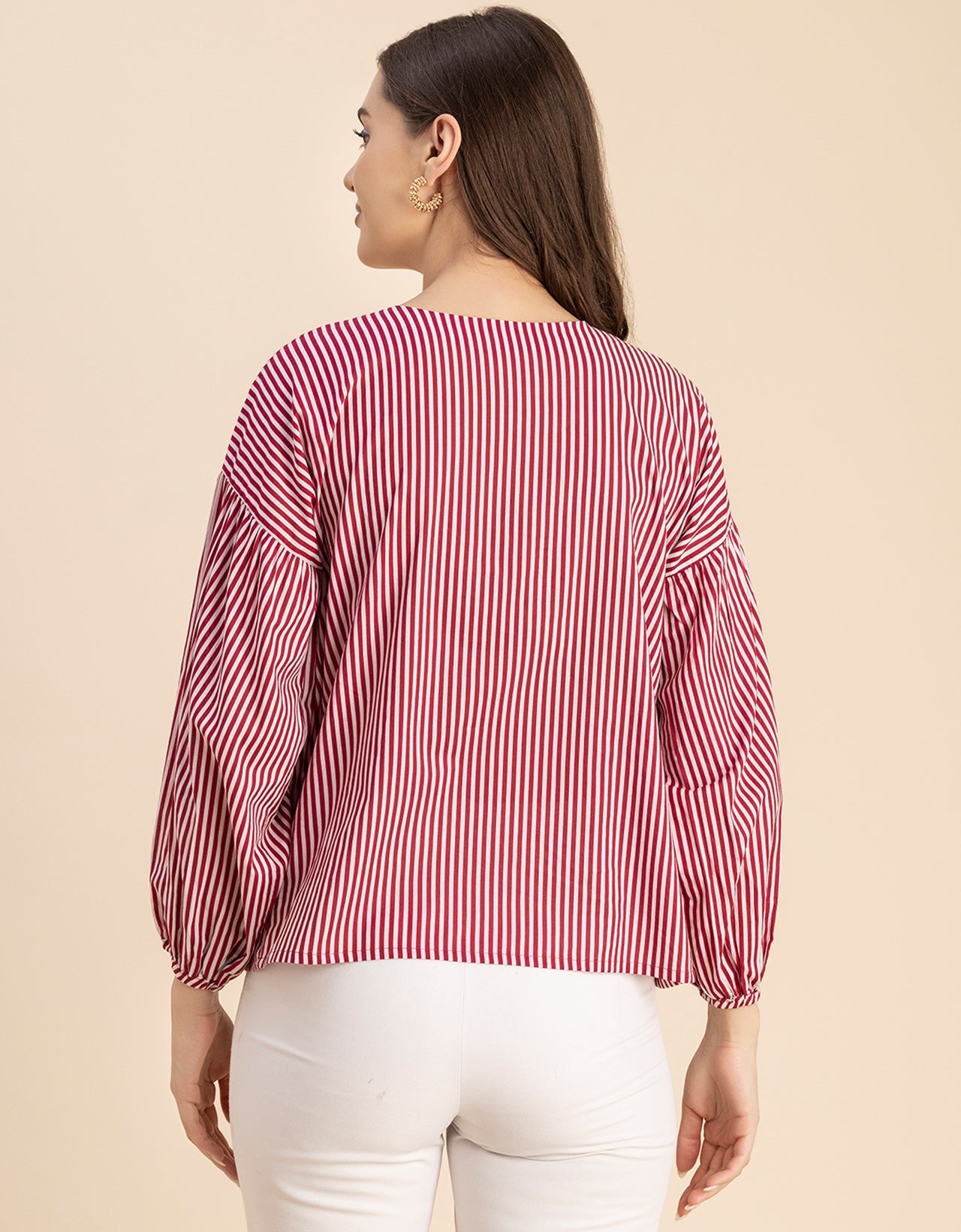 Bohemian Cotton Long Sleeve V Neck Top