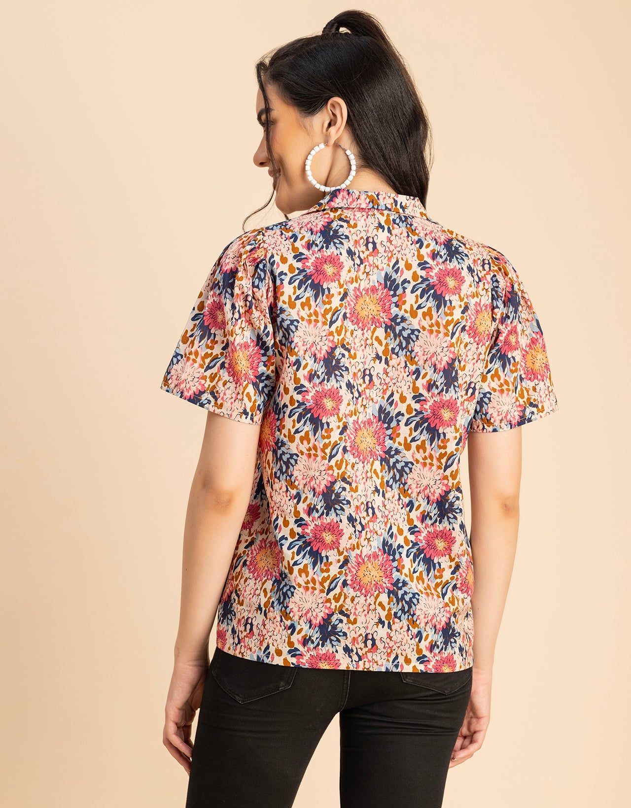 Spread Collar Pin Tucks Cotton Top