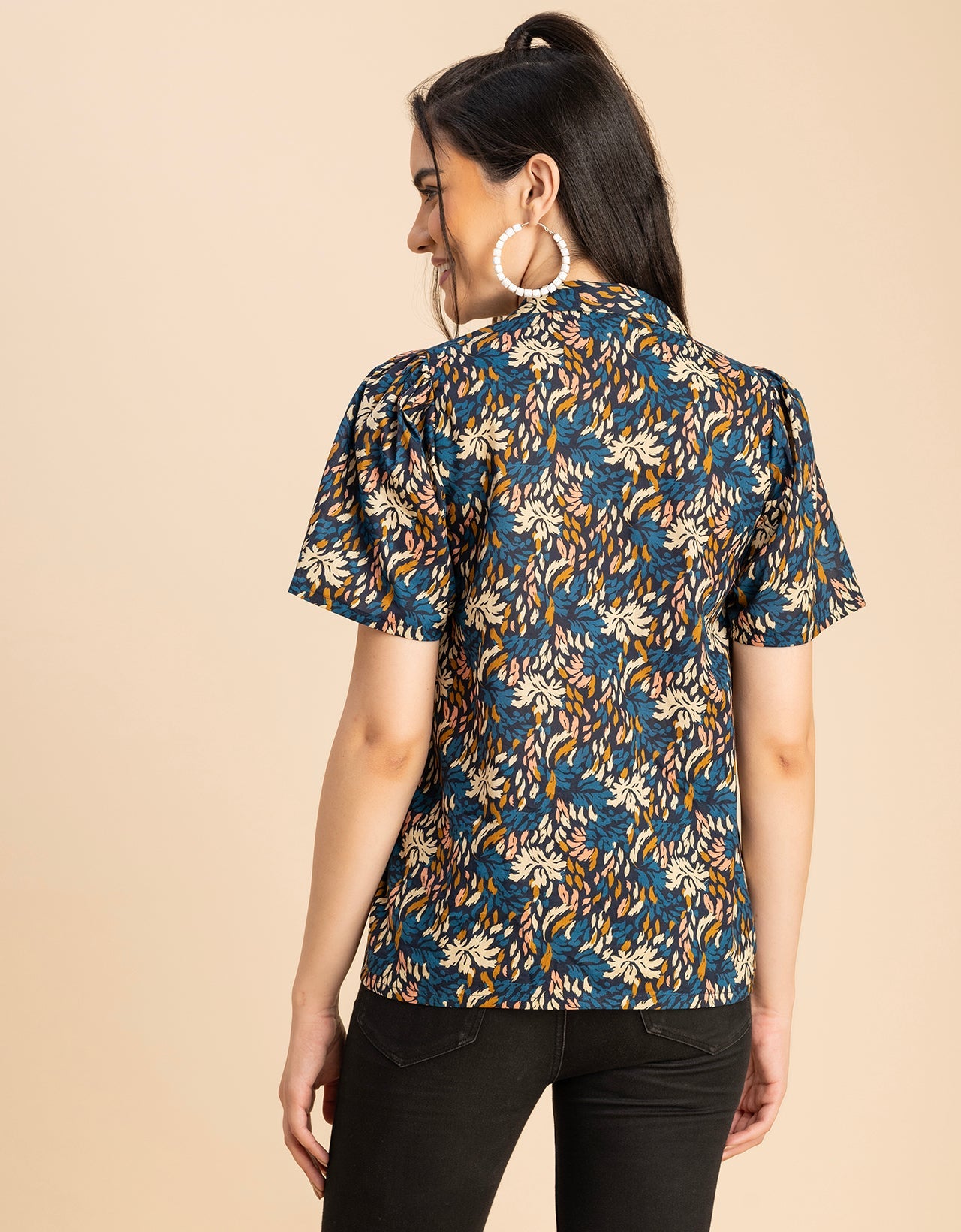 Spread Collar Pin Tucks Cotton Top