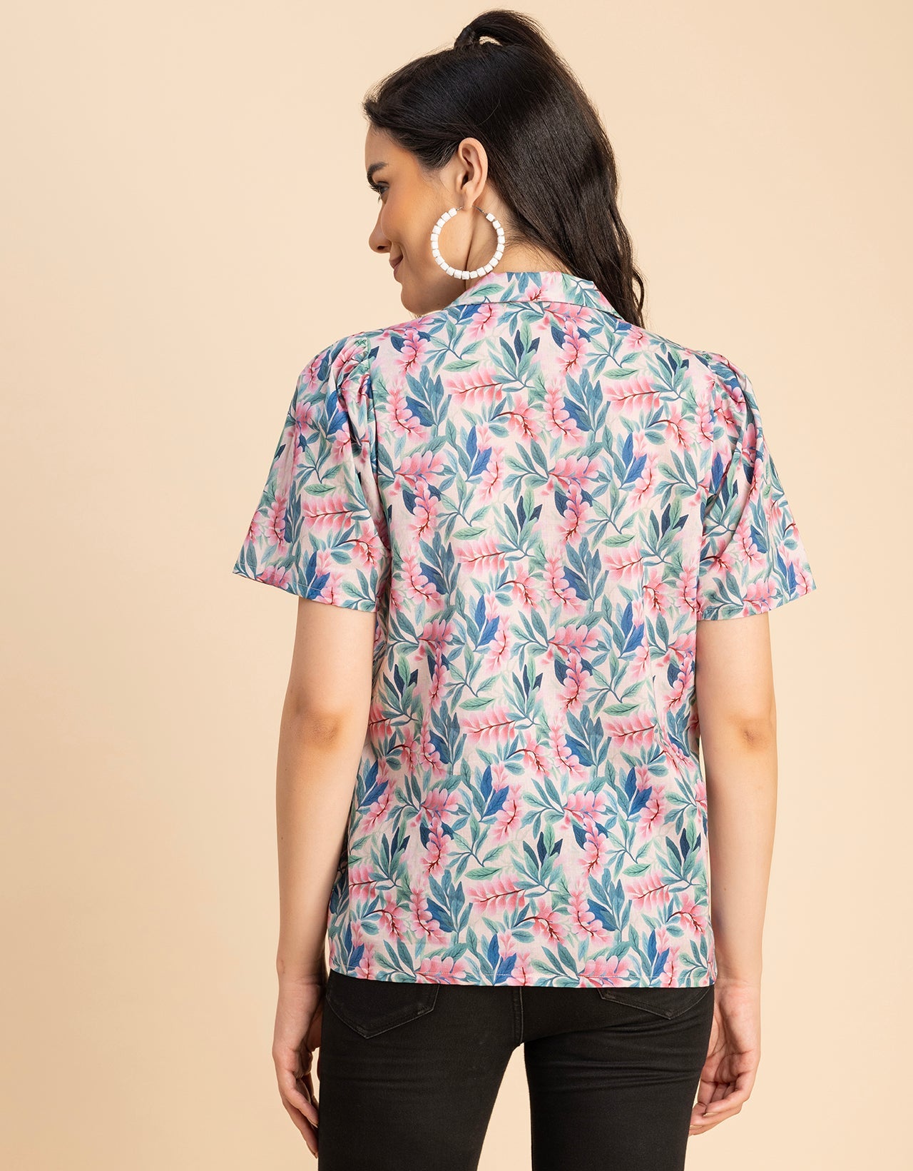 Spread Collar Pin Tucks Cotton Top