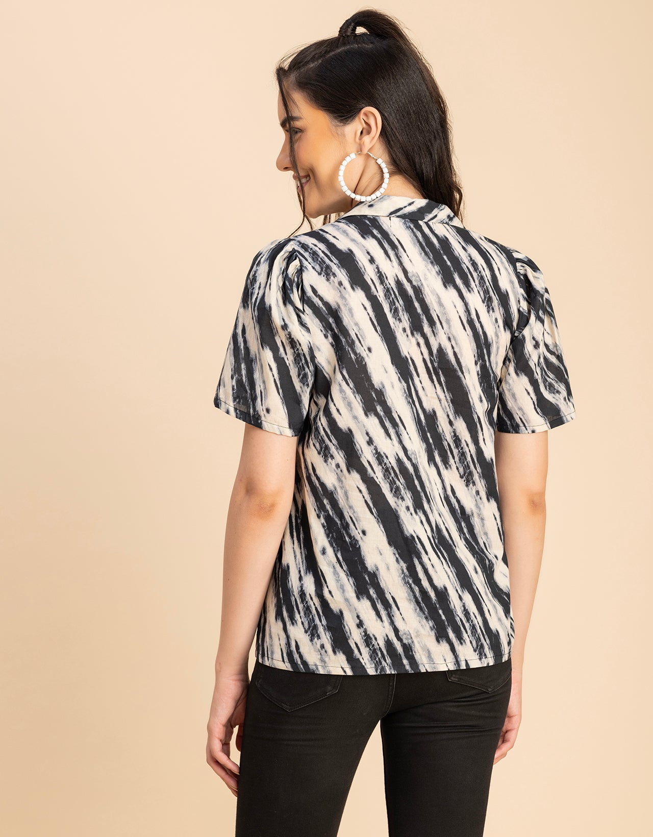 Spread Collar Pin Tucks Cotton Top