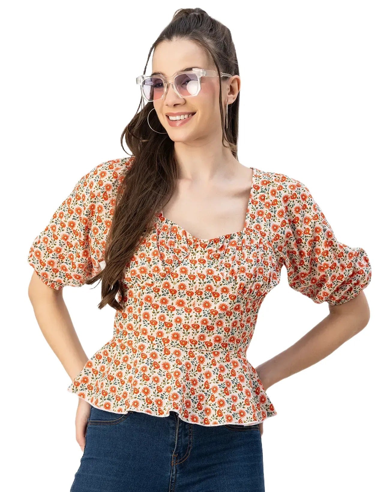 Short Sleeves Sweetheart Neck Cotton Top