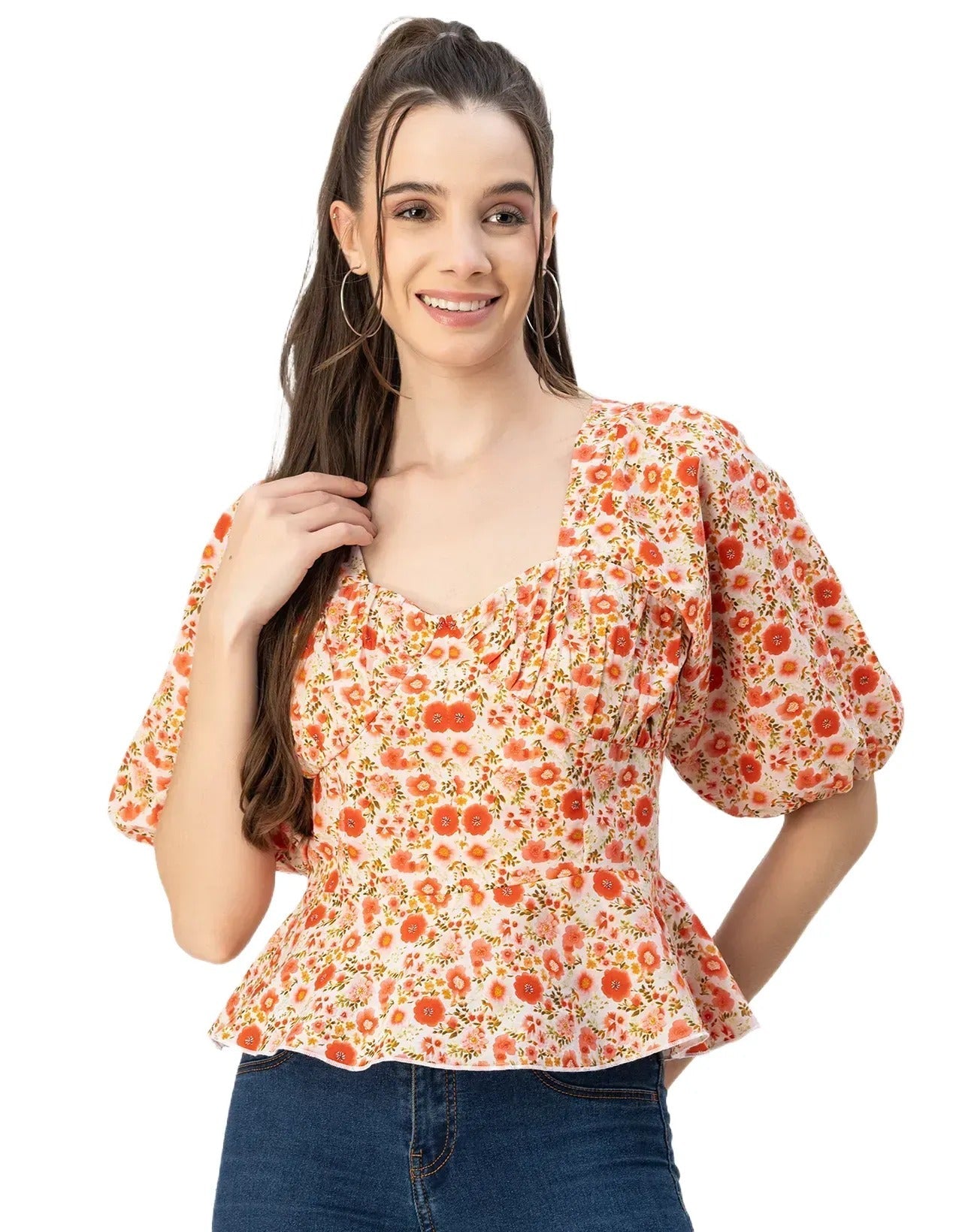 Short Sleeves Sweetheart Neck Cotton Top