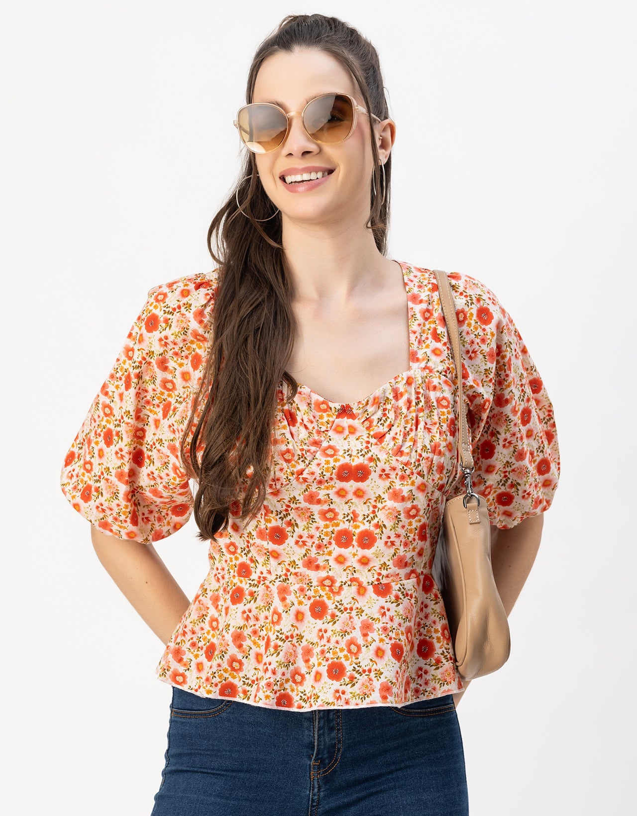 Short Sleeves Sweetheart Neck Cotton Top