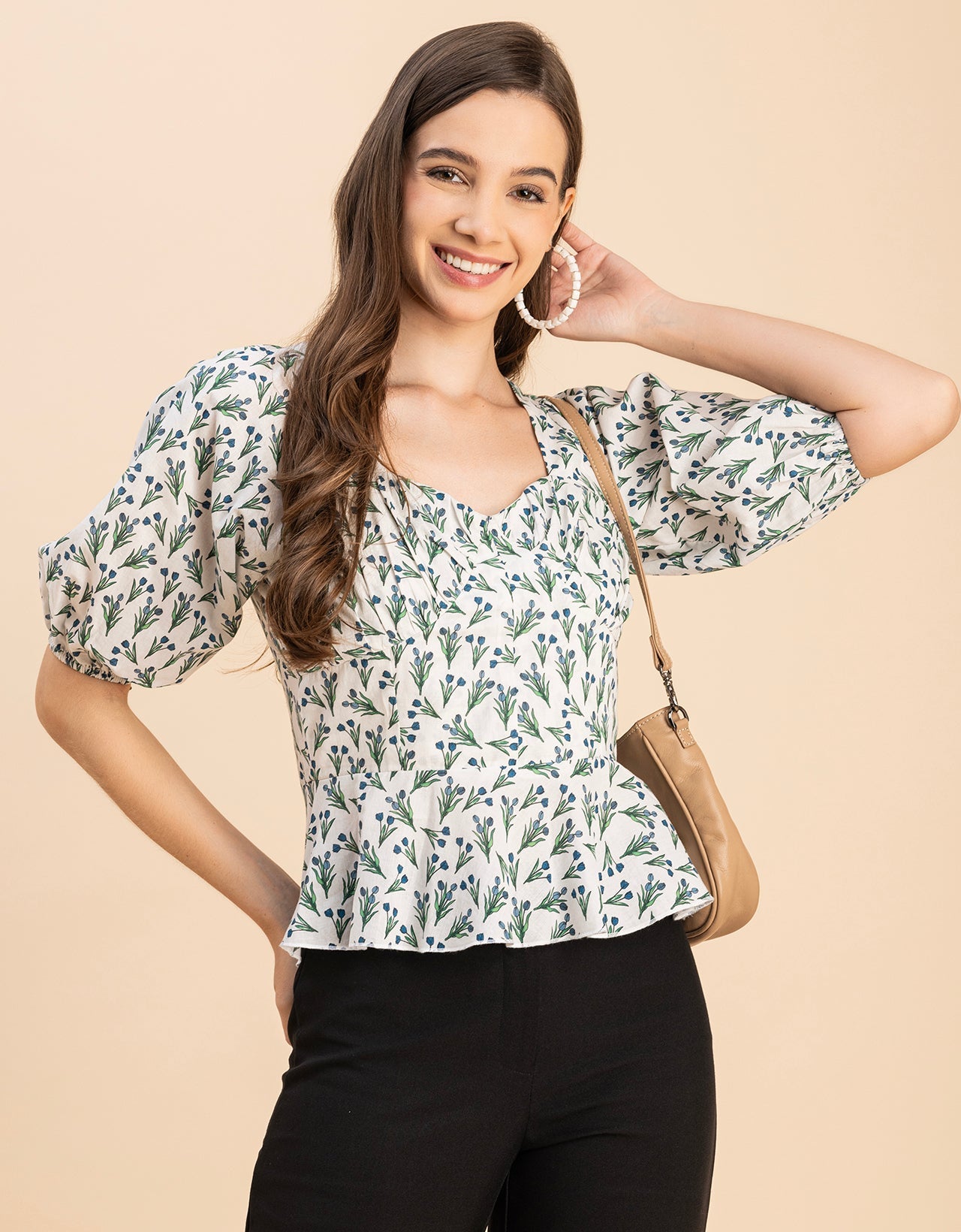 Short Sleeves Sweetheart Neck Cotton Top
