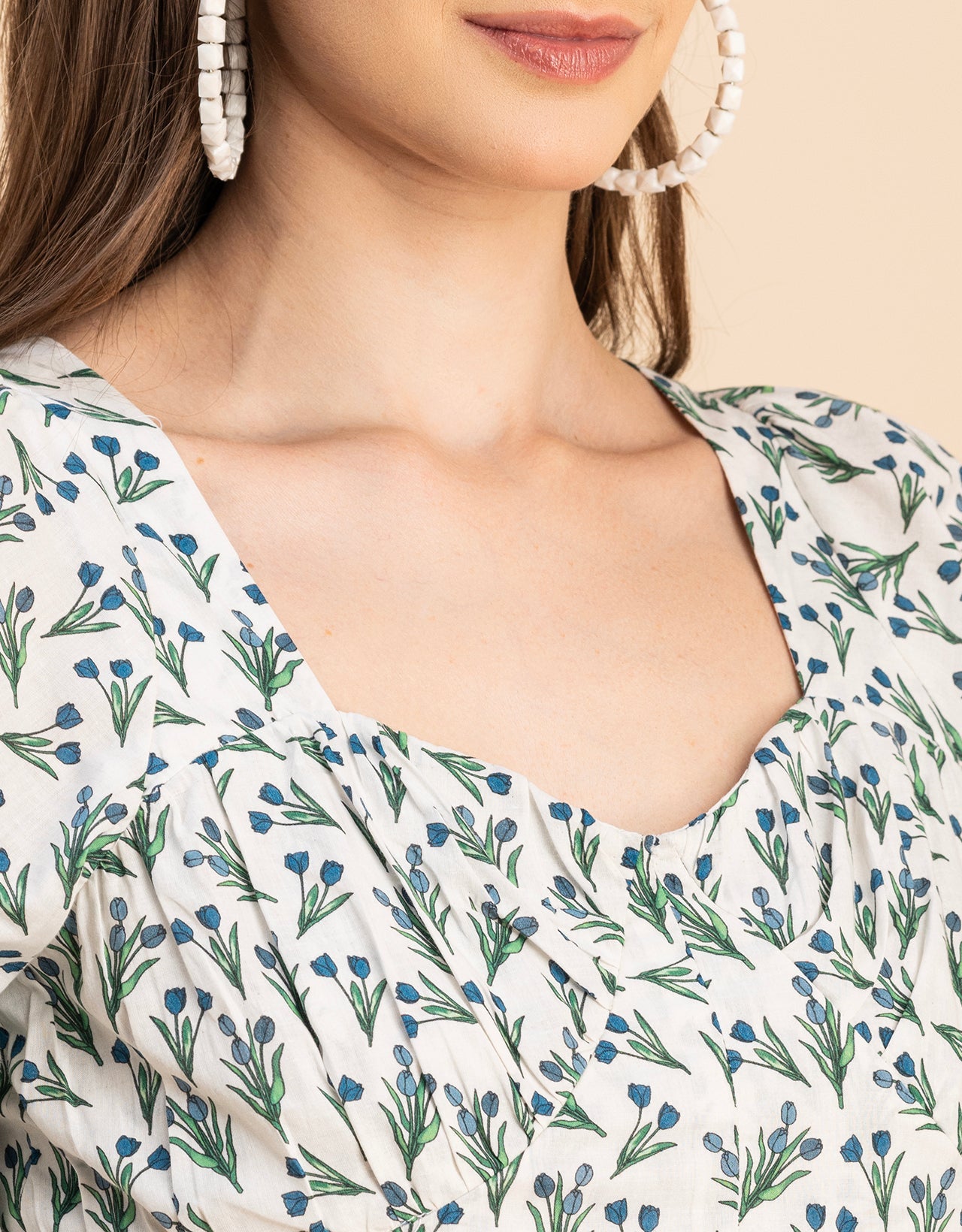 Short Sleeves Sweetheart Neck Cotton Top