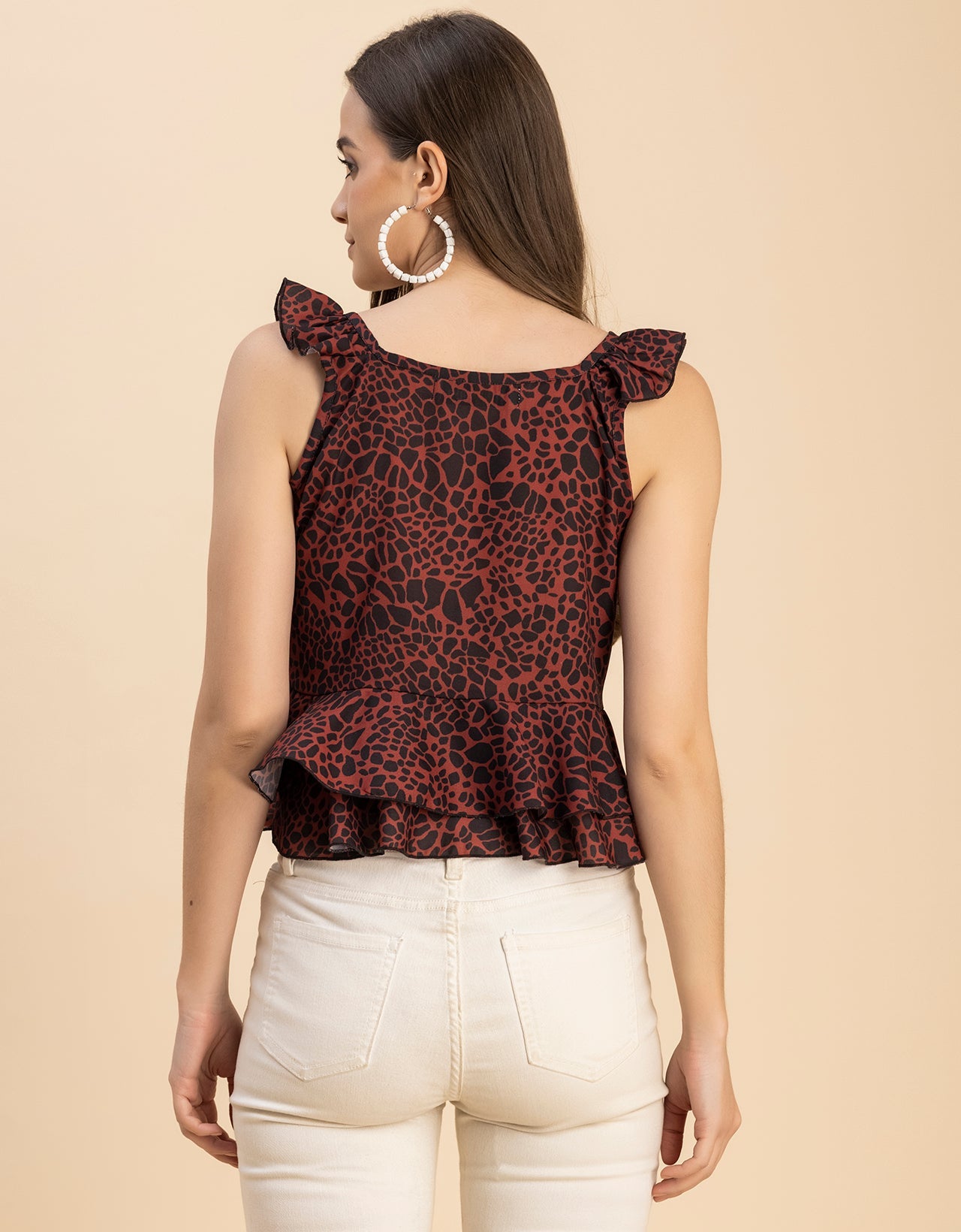 Sleeveless V Neck Printed Georgette Top
