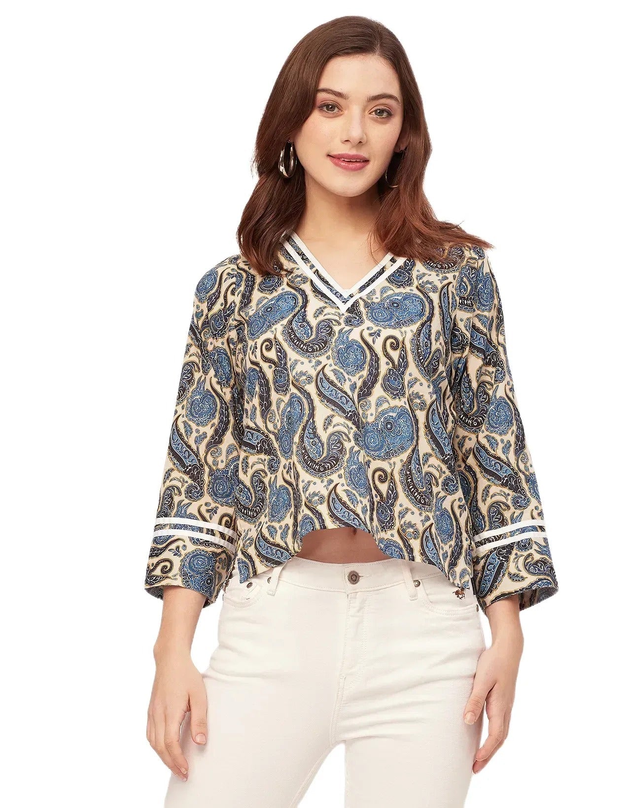 Long Sleeves Round Neck Regular Printed Top