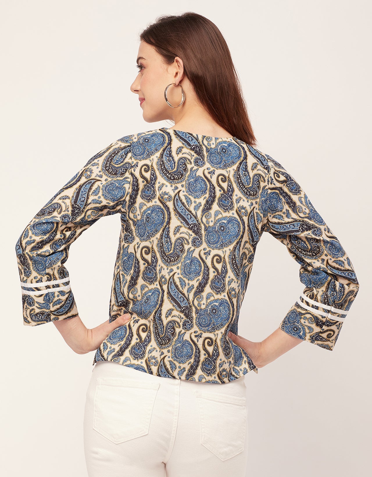 Long Sleeves Round Neck Regular Printed Top
