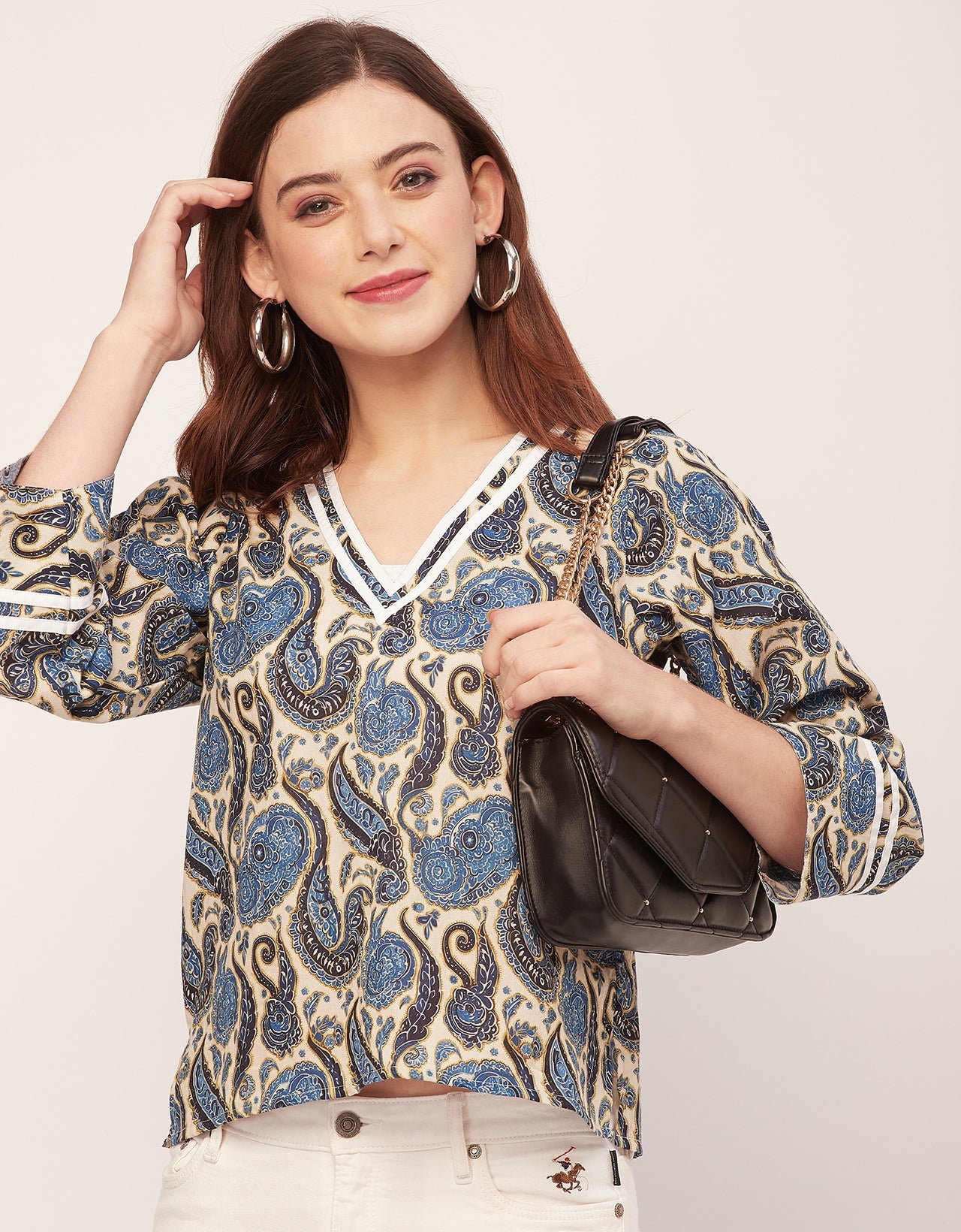 Long Sleeves Round Neck Regular Printed Top