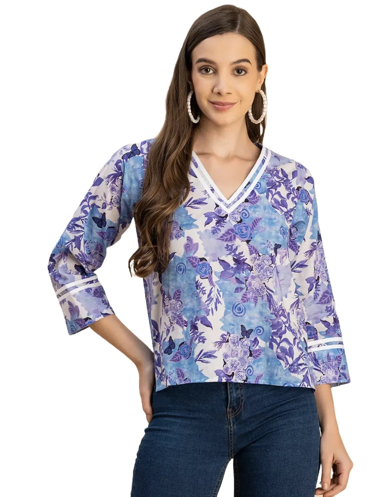 Long Sleeves Round Neck Regular Printed Top
