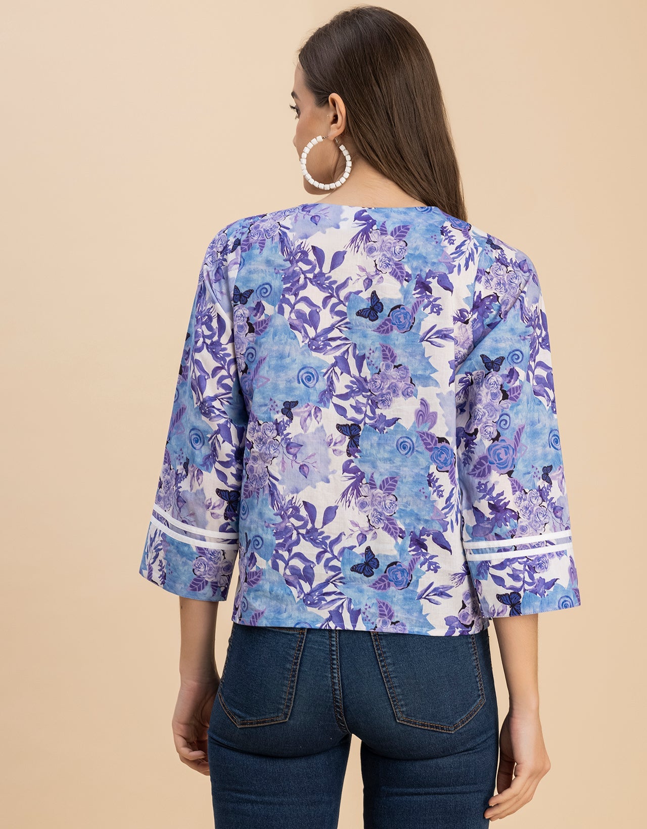 Long Sleeves Round Neck Regular Printed Top