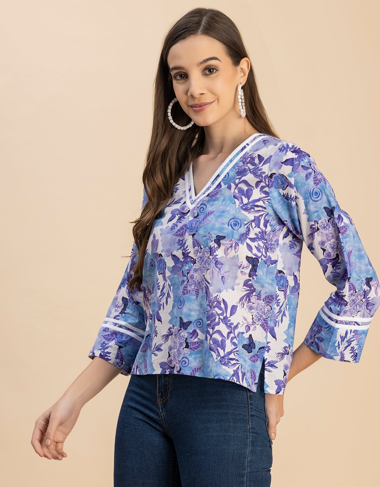 Long Sleeves Round Neck Regular Printed Top