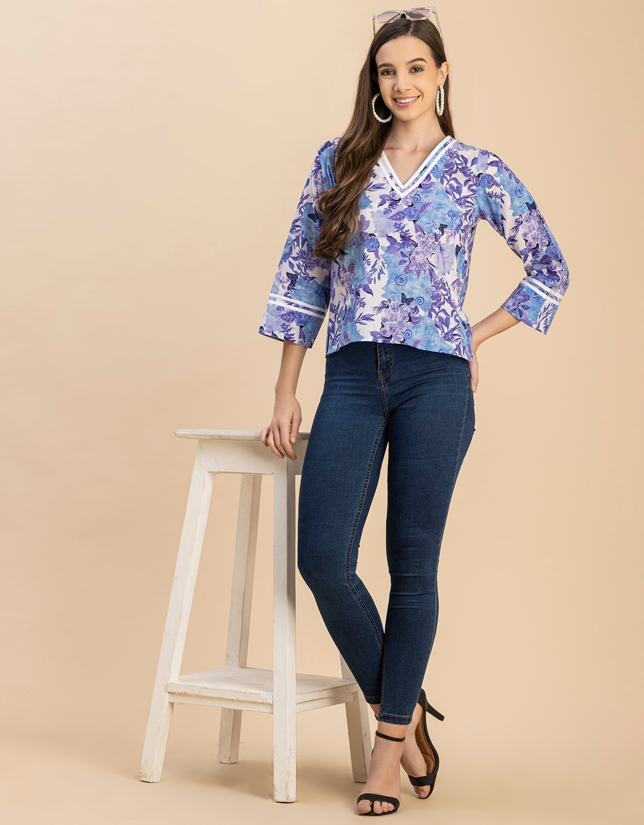 Long Sleeves Round Neck Regular Printed Top