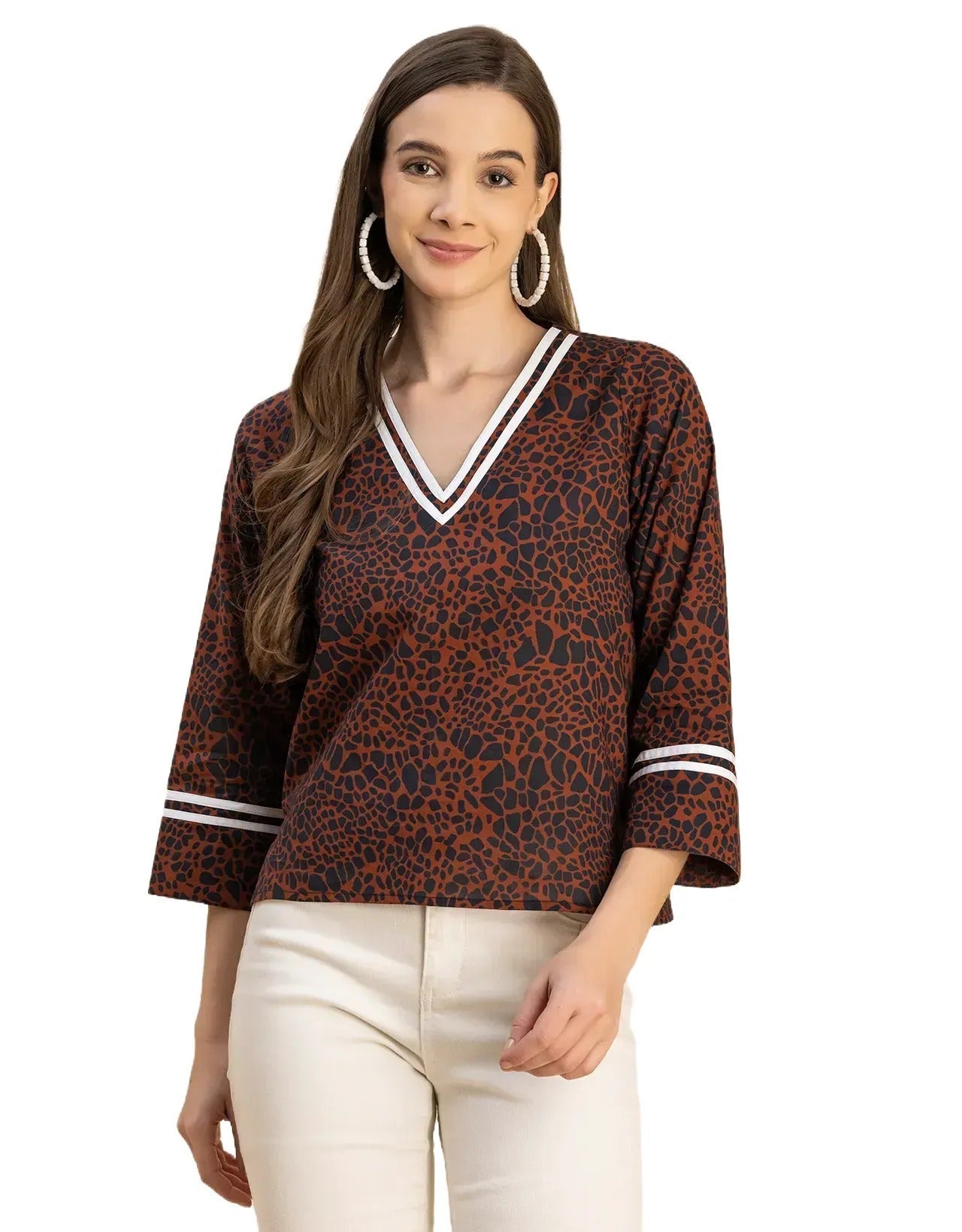 Long Sleeves Round Neck Regular Printed Top