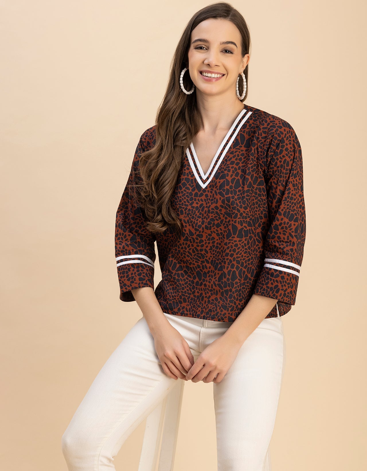 Long Sleeves Round Neck Regular Printed Top