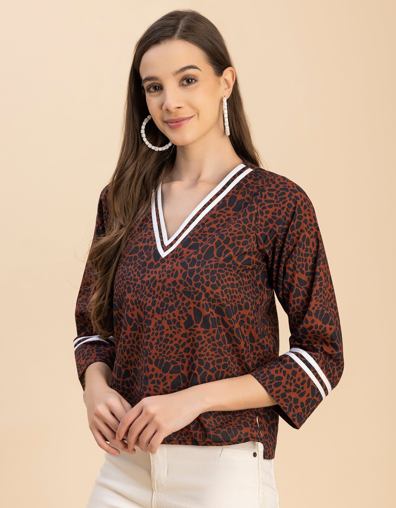 Long Sleeves Round Neck Regular Printed Top