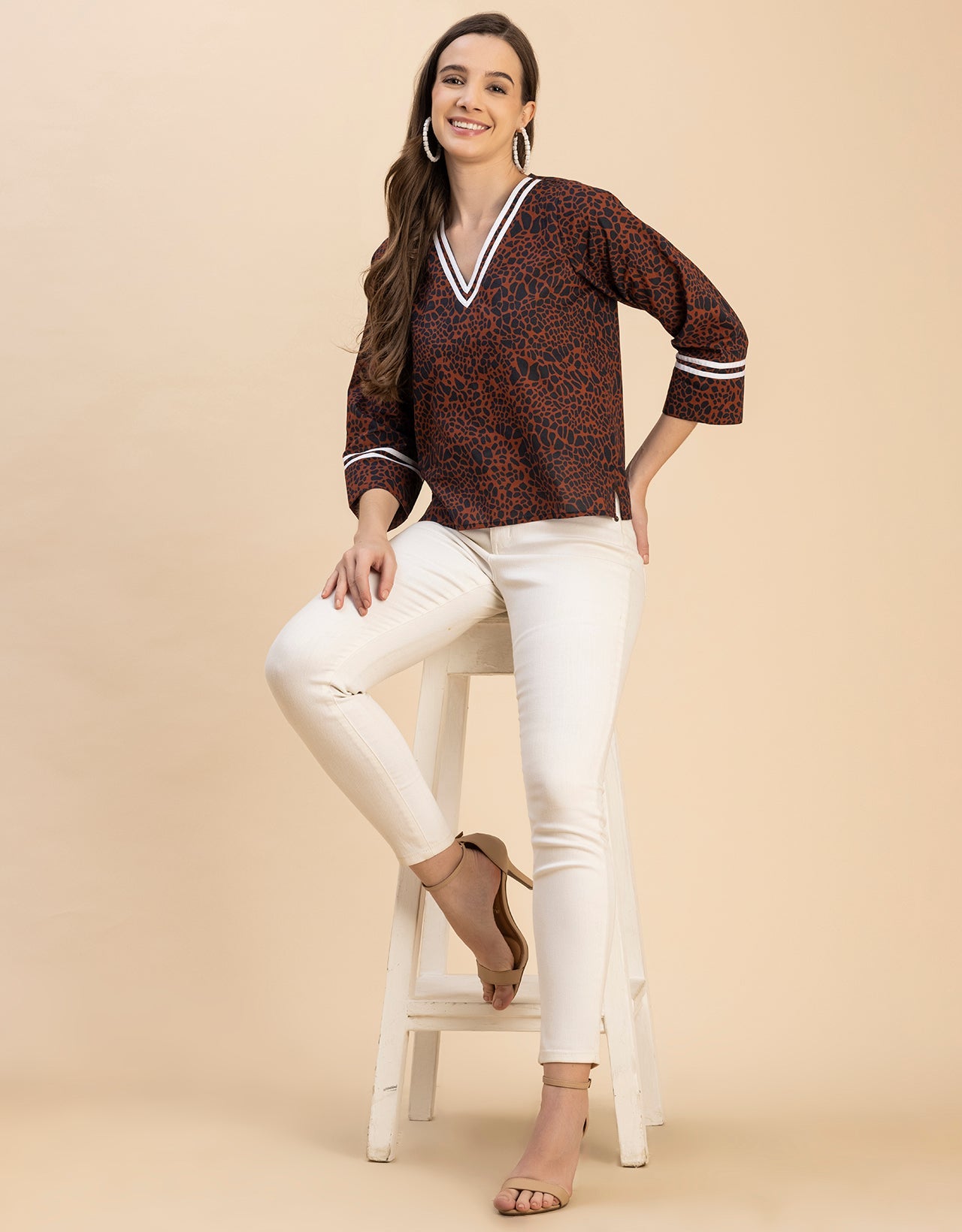 Long Sleeves Round Neck Regular Printed Top